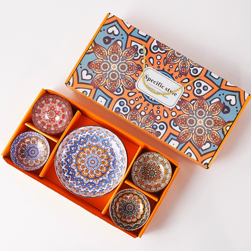 Bohemian Style Geometric Print Ceramic Dinnerware Set