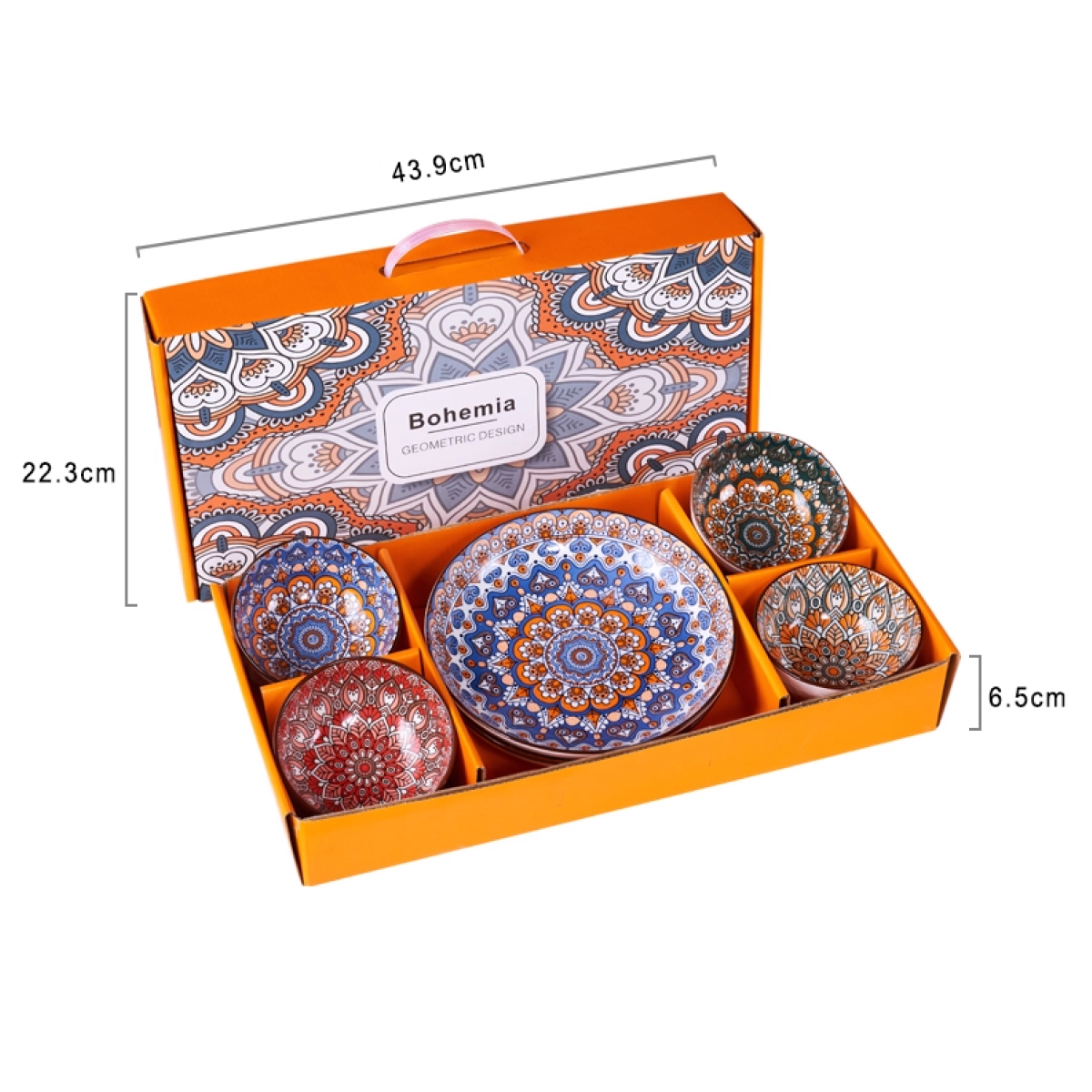 Bohemian Style Geometric Print Ceramic Dinnerware Set - Image 7