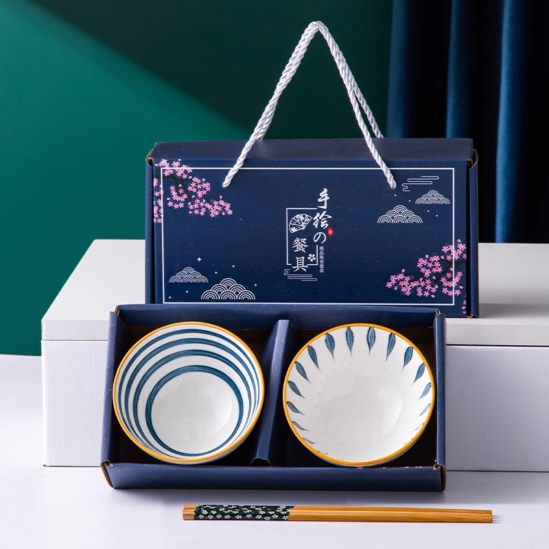 Japanese Style Hand-Painted Ceramic Bowl Set 6-piece - Image 3