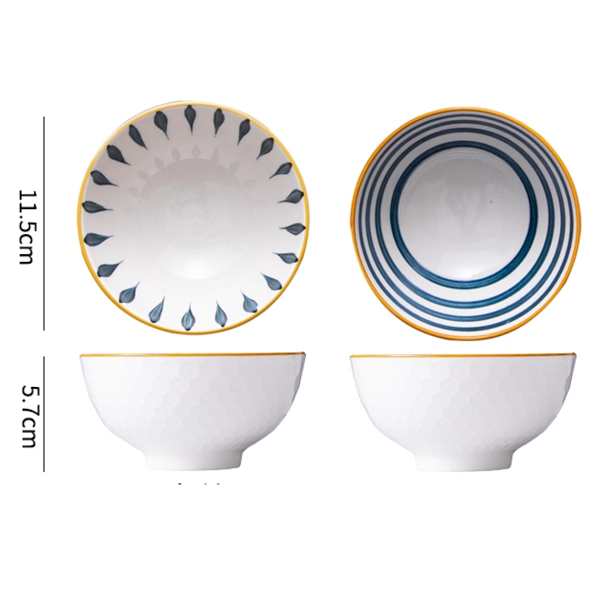 Japanese Style Hand-Painted Ceramic Bowl Set 6-piece - Image 4