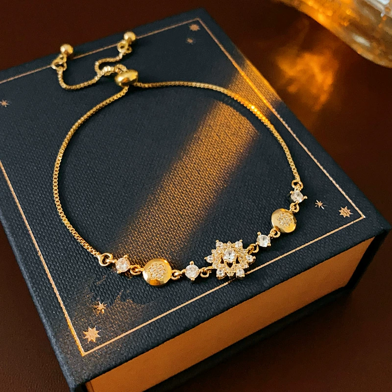 Sparkling Gold & Silver Tone Snowflake Zircon Adjustable Bracelet