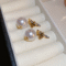 70040001301_1-1.png Reversible Bee Pearl Earrings Two-Way Vintage Rhinestones Studs