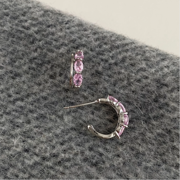 70040001701_1-1.png Pink Zirconia Hoop Stud Earrings 925 Silver Plated