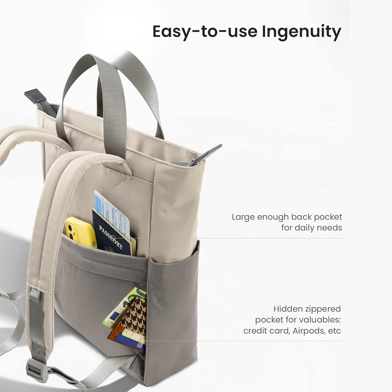 tomtoc Slash T63 Backpack 12L Laptop & Travel Bag - Moon Grey - Image 8