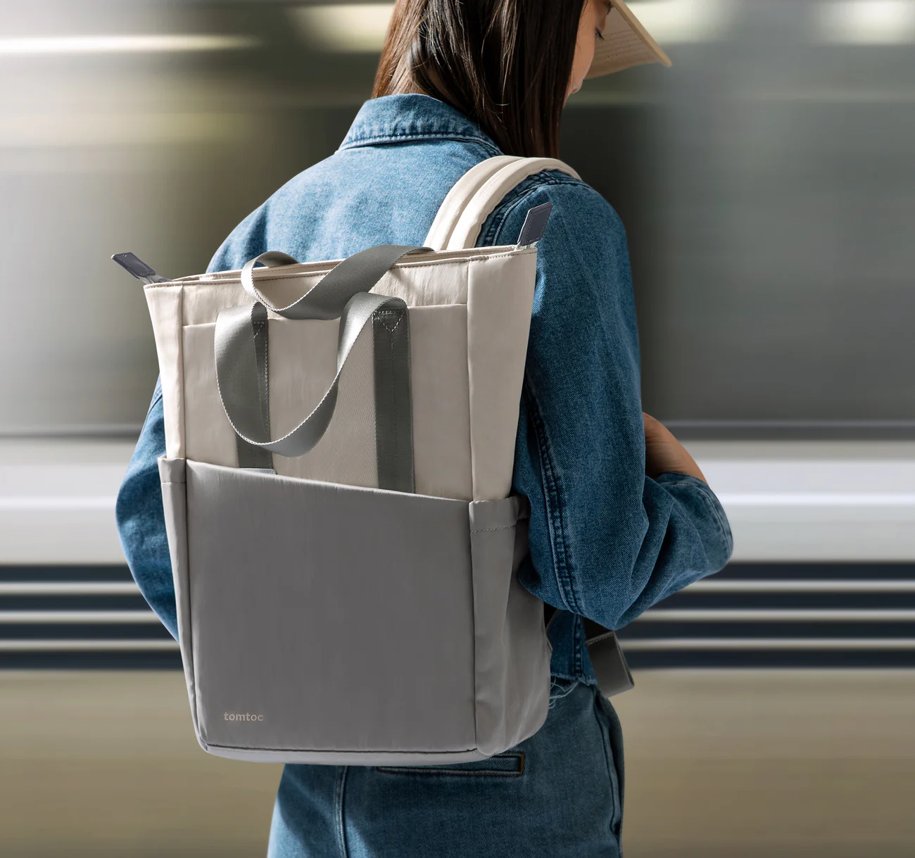 tomtoc Slash T63 Backpack 12L Laptop & Travel Bag - Moon Grey - Image 3