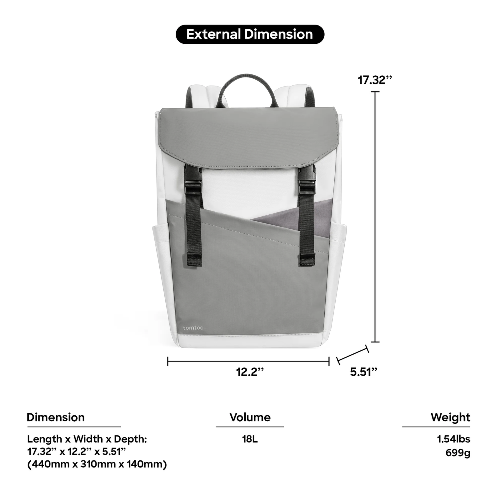tomtoc Slash T64 Backpack 18L Laptop & Travel Bag - Tephra - Image 10