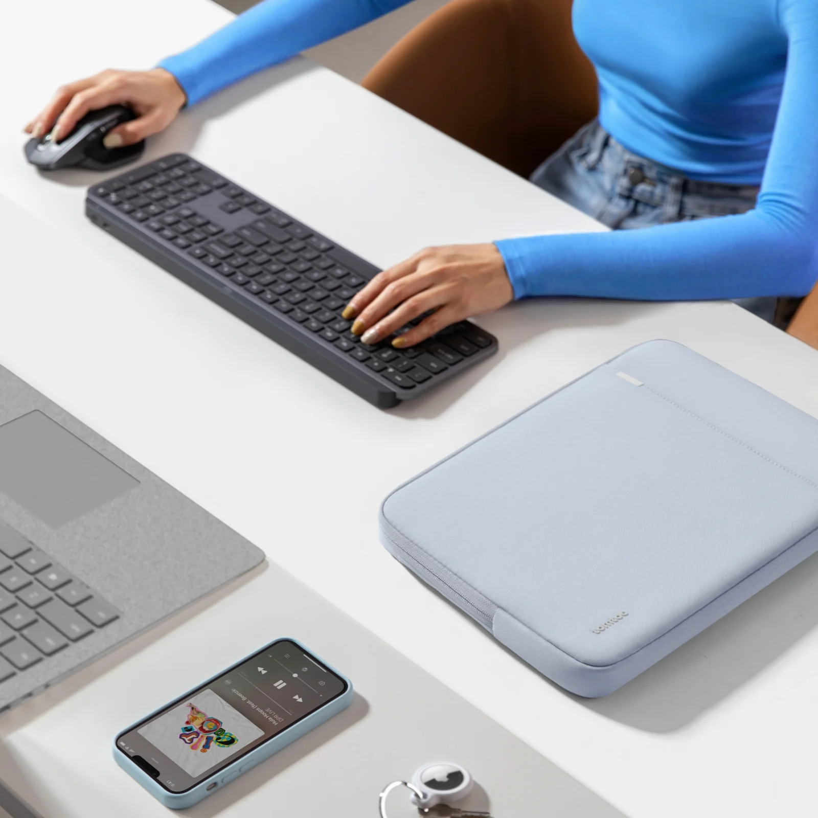 tomtoc Defender A13 13-inch Laptop Sleeve for MacBook Pro - Mist Blue - Image 6