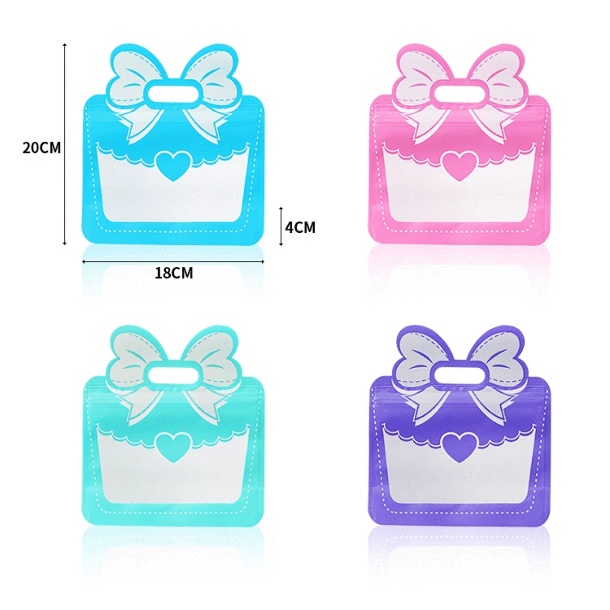 Cute Bow Handle Gift Bag Stand-Up Pouch for Kids Favors, Snacks & Toys