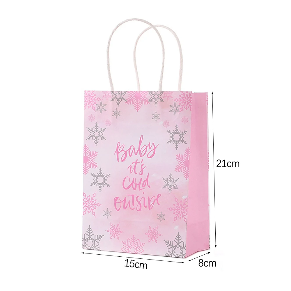 "Baby It's Cold Outside" Gift Bag Pink Snowflake Christmas & Valentine Favor Bag