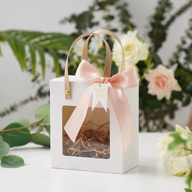 10040003501_3-1.png Simple Elegant Gift Bag with Pink Ribbon and "Thank You" Tag