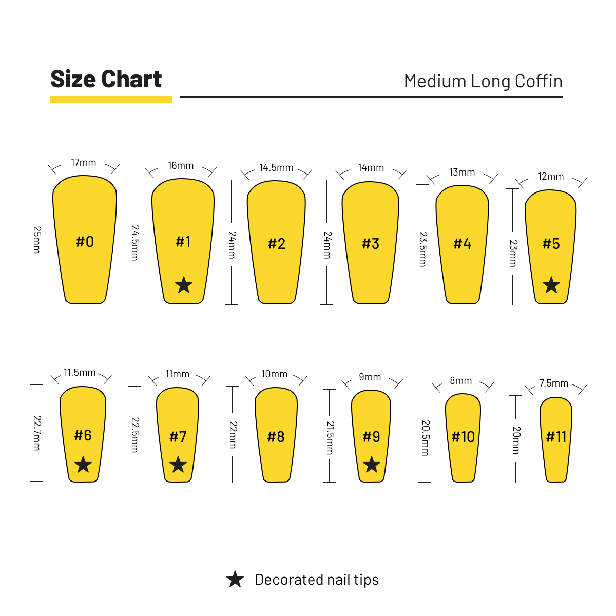 Medium Long Coffin Nails (1) Medium Long Coffin Nails Size Chart