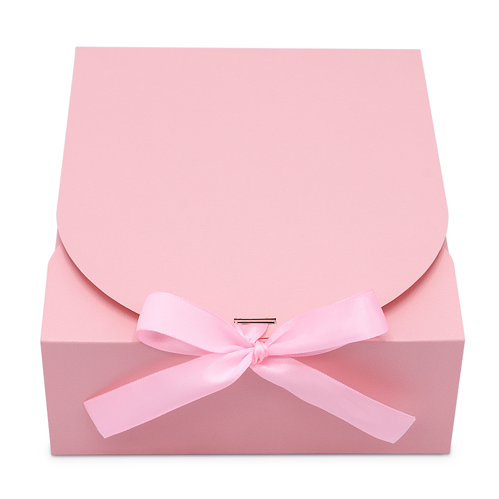 Pink Square Gift Box with Ribbon (8x8x4")