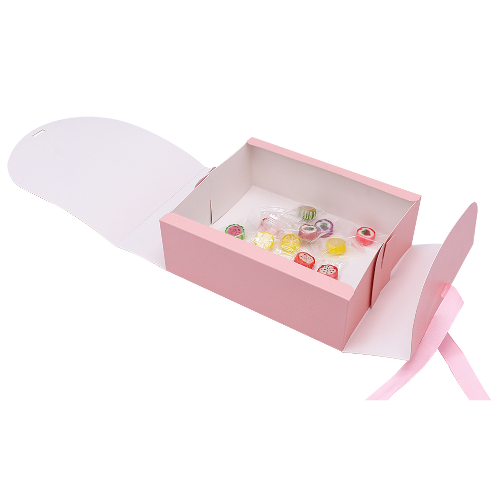 Pink Square Gift Box with Ribbon (8x8x4")