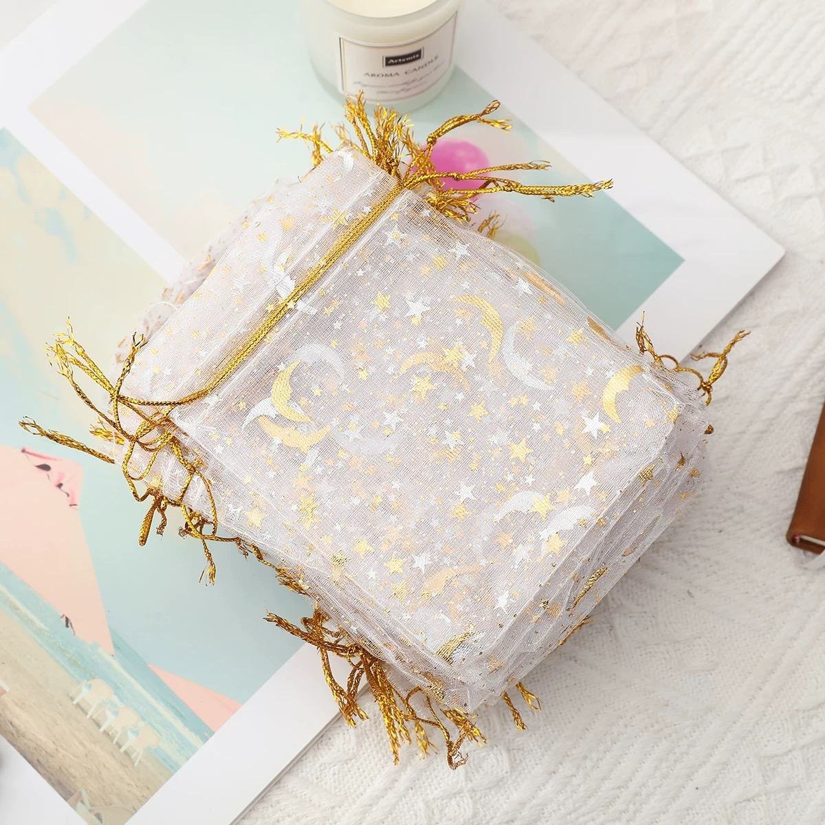 10040004601_2-1.jpeg Star & Moon Foil Print Organza Pouches